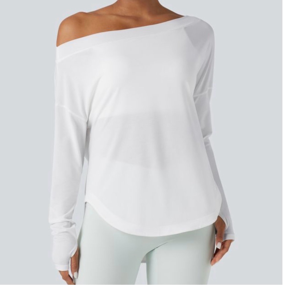 HALARA White One-Shoulder Long Sleeve Top NWT